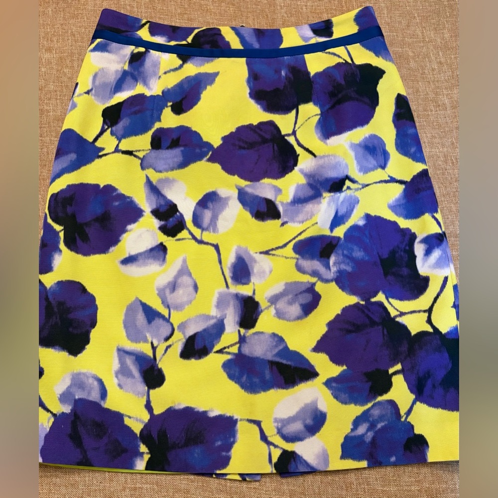 Milly of New York for Bergdorf Goodman Yellow & Purple Pencil Skirt